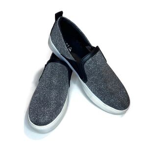 MIA Ocarina Black and Silver Sparkle Glitter Slip On Comfort Sneakers 8.5M